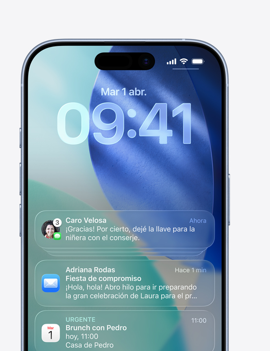 Pantalla de un iPhone que muestra una notificación de Mensajes