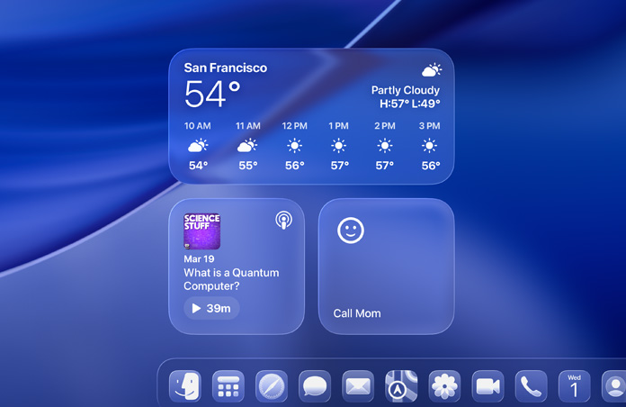 Zamknutá obrazovka s widgety v Liquid Glass designu