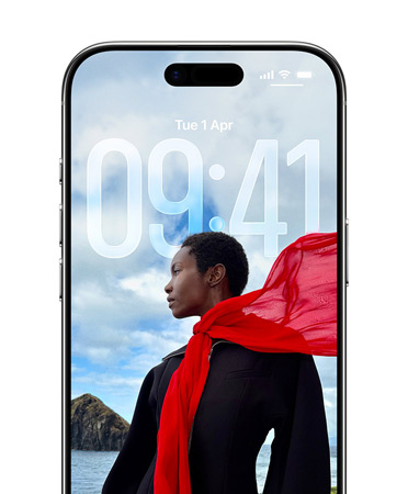 iPhone Lock Screen showing the time adapted to the Lock Screen photo