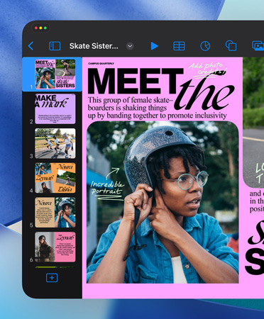 Ett Keynote-fönster som visar de stilrena reglagen.