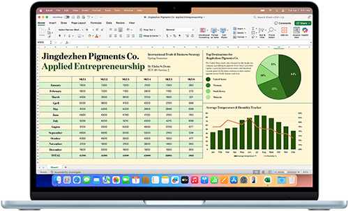 Aplikasi Microsoft Excel ditampilkan di MacBook Air