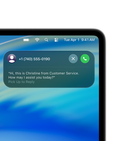 Right corner of Mac screen with Hold Assist Live Activity indicating user is on hold with a customer service representative