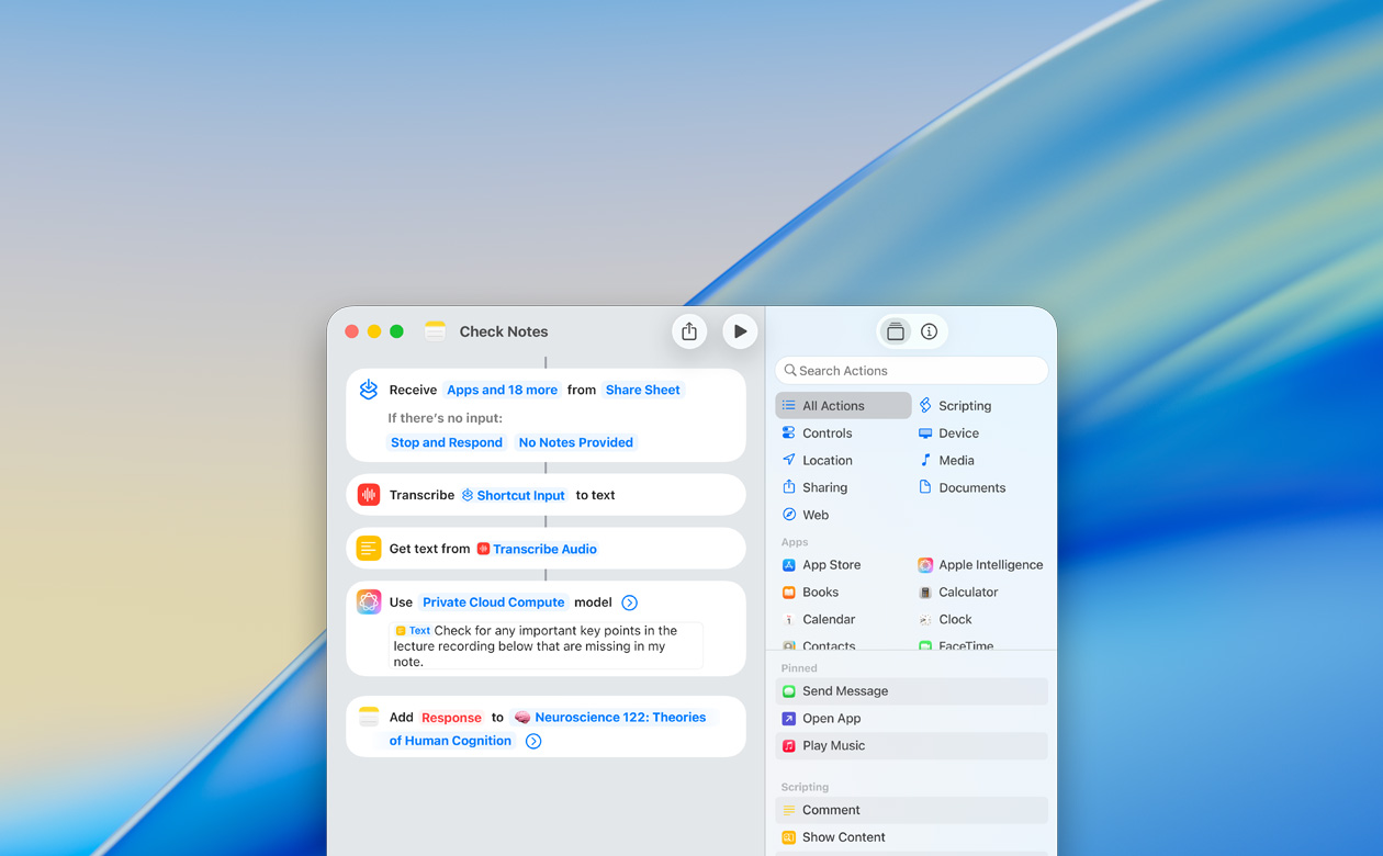 لقطة مقرّبة لمستخدم ينشئ اختصاراً بواسطة إجراء استخدام النموذج في تطبيق الملاحظات