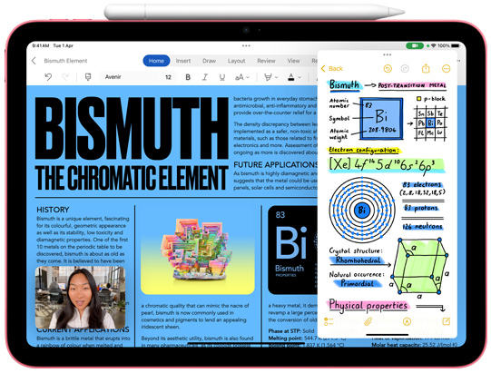 Front view of iPad with Apple Pencil charging on top of it
