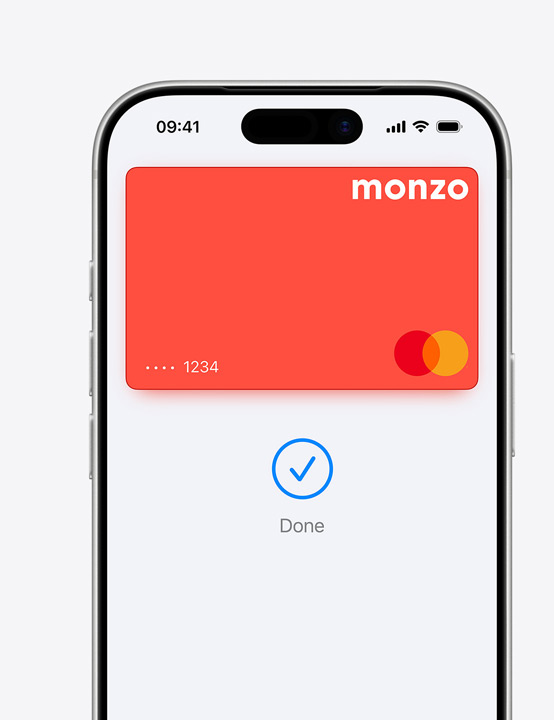 Partial iPhone screen display, showing Mastercard being used in Apple Pay