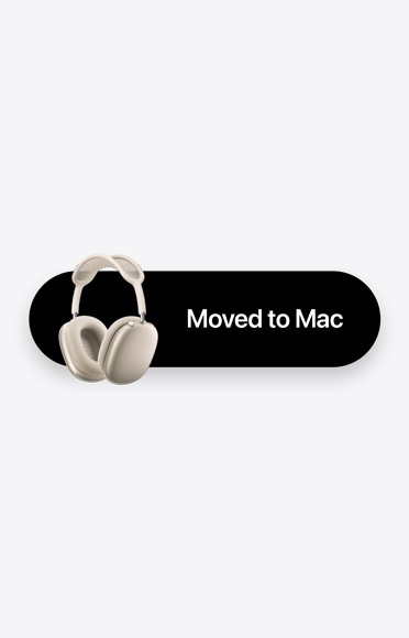 AirPods Max vedľa nápisu „Presunuté na Mac“