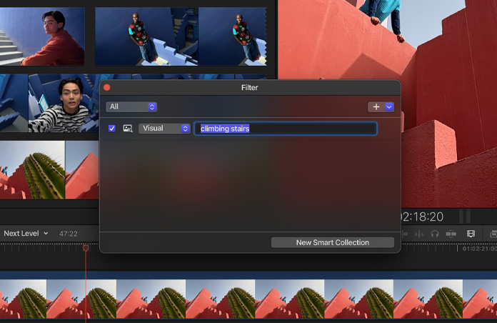 Demo of Visual Search finding all images of a man or woman climbing stairs