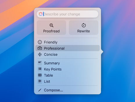 En skærm med AI-forslag.