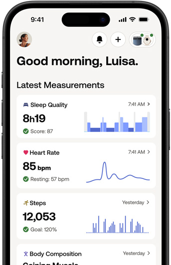 iPhone, som viser Withings-appen.