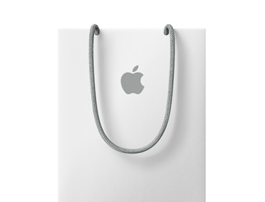 Sac Apple blanc avec le logo Apple situé vers le haut