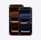 iPhone 17 Pro Max arancione cosmico mostrato di fronte, iPhone 17 Pro blu profondo mostrato di fronte