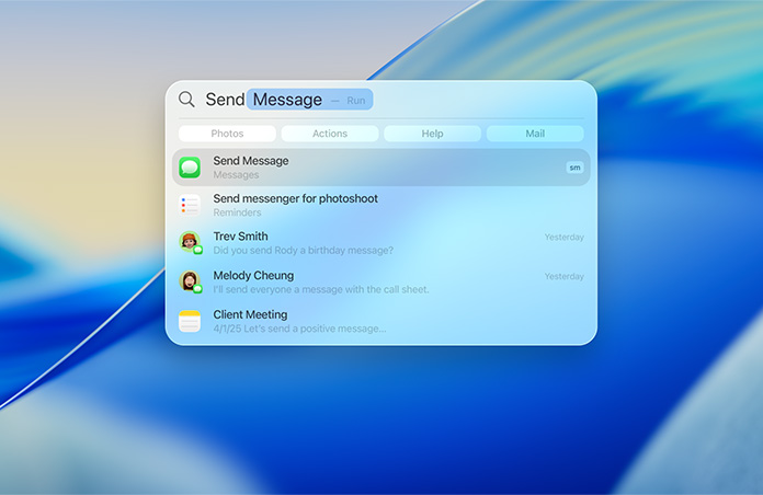 示範使用 Spotlight 傳送訊息
