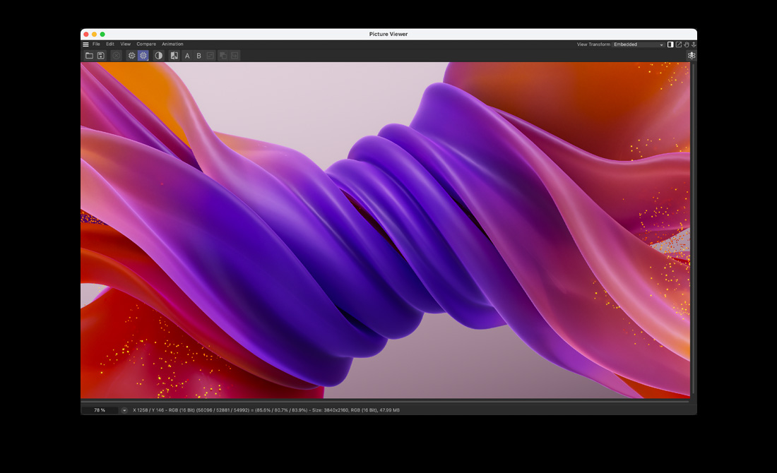 MacBook Pro screen showing a complex 3D animation of a spinning rope in Cinema 4D