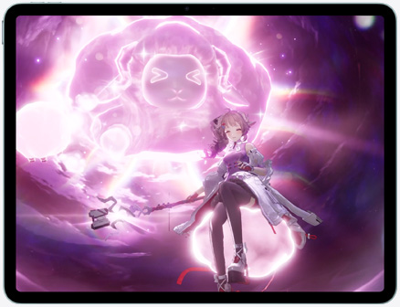 iPad Air, vỏ ngoài mặt trước, hiển thị cảnh chơi game hành động Control